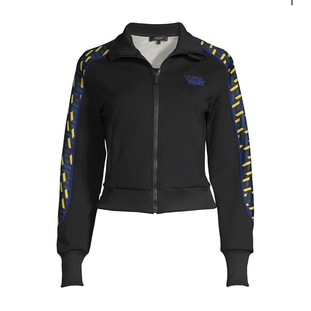Womens NWT Versace Greca Print Funnel Neck Track Jacket Zip up Med sz 3 $895